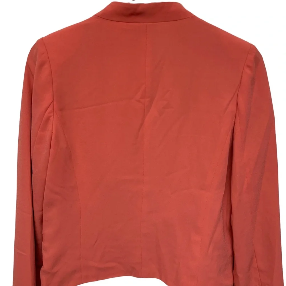 Aryn K Coral Cropped Open Front Blazer Lightweight Jacket